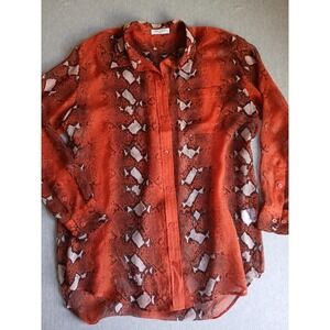 Equipment Femme Top Small Button Down Shirt Silk Snakeskin Office Work New